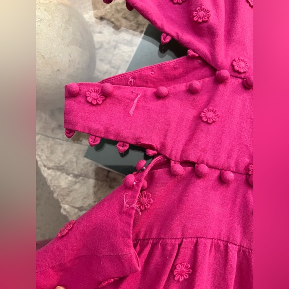 Farm Rio Pink 3d Flower Cut Out Midi Dress - Picture 11 of 12